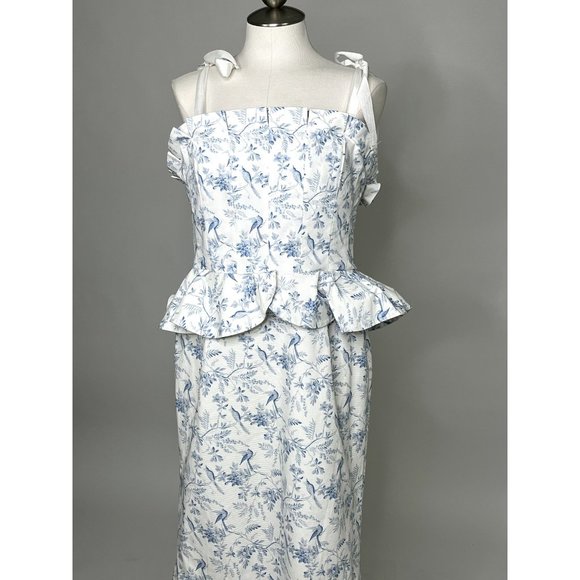ANTONIO MELANI Dresses & Skirts - Antonio Melani x Born on Fifth Pippa Blue Floral Print Fit and Flare Peplum Dres